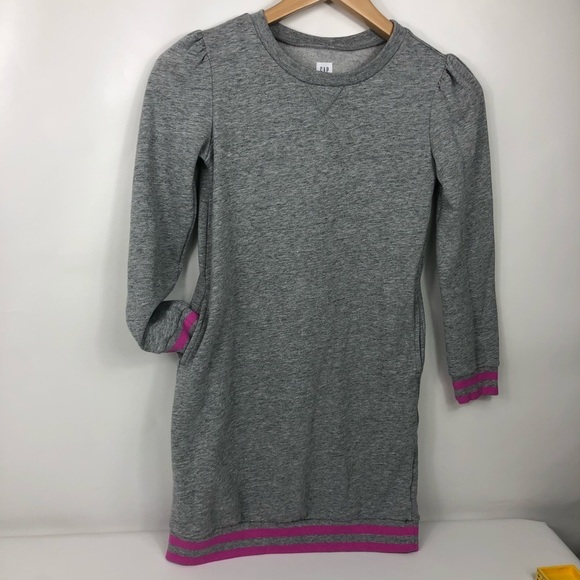 Gap Girl Knit Tunic Top Dress Gray Pink sz large - Picture 3 of 12